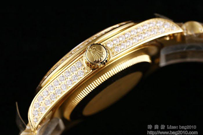 ROLEX勞力士 特別推薦新款 勞力士滿天星鑲鑽系列 電鍍18K金土豪金 純手工四爪鑲鑽 全自動機械表 高檔男表  wssb4599